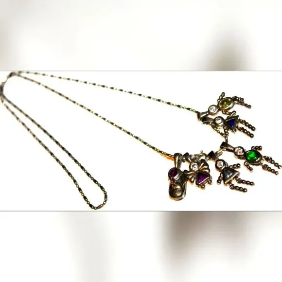 925 sterling silver flawless doll baby shoe charms Necklace With Children - Picture 1 of 3